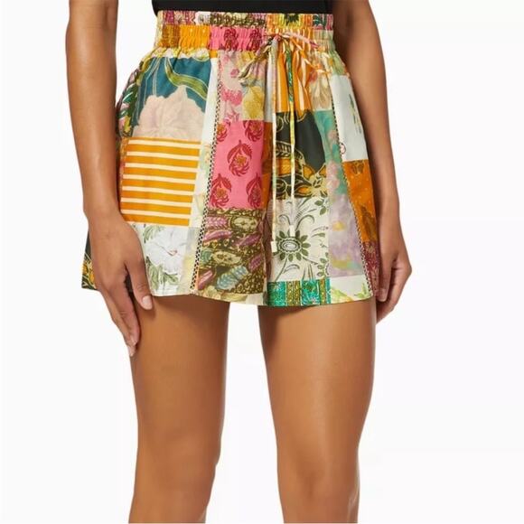 Alemais Hattie Silk/Cotton Blend Patterned Shorts